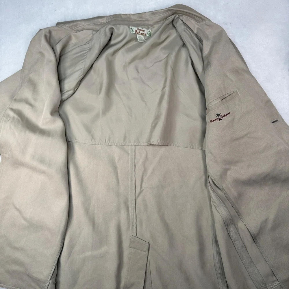 Tommy Bahama 100% Silk Sport Coat Blazer Men's XL Khaki 3 Button Casual